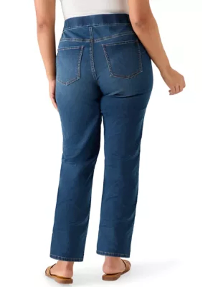 Plus Knit Denim Capri Pants