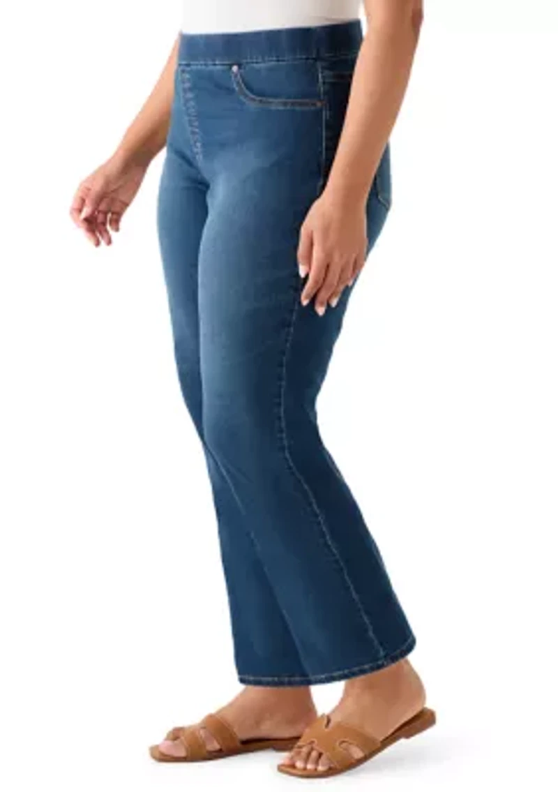 Plus Knit Denim Capri Pants