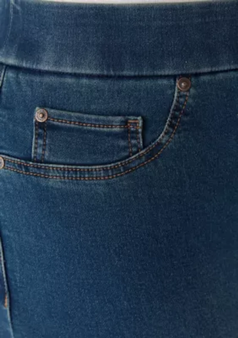 Plus Knit Denim Capri Pants