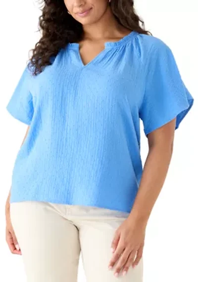 Plus Flutter Sleeve Gauze Top