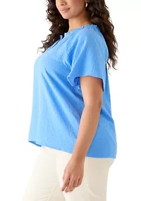 Plus Flutter Sleeve Gauze Top