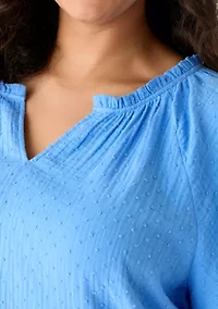 Plus Flutter Sleeve Gauze Top