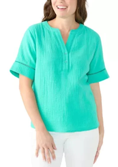 Petite Gauze Popover Top