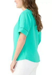 Petite Gauze Popover Top