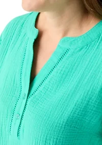 Petite Gauze Popover Top