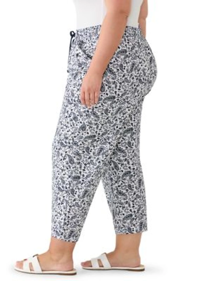 Plus Sheeting Capri Pants