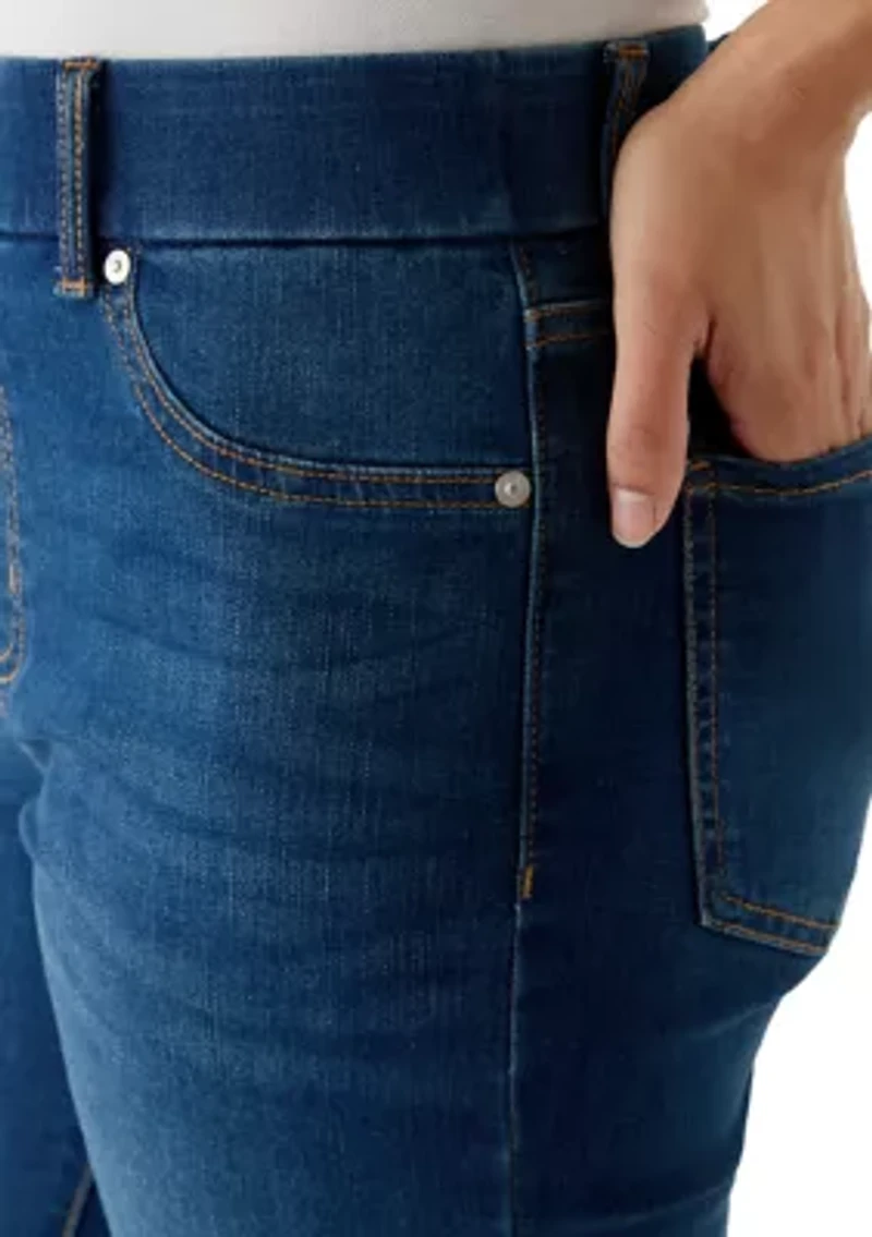 Petite Straight Leg Cuffed Ankle Jeans