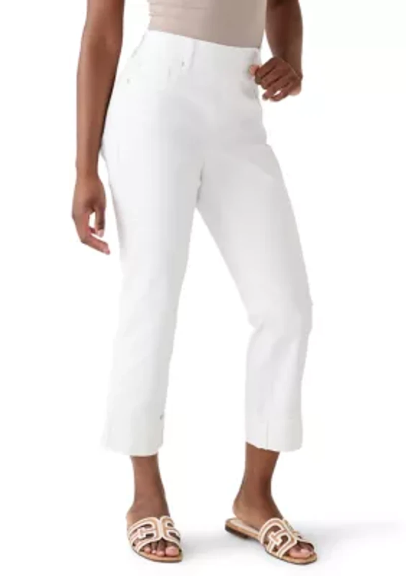 Petite Pull On Straight Leg Cuffed Pants
