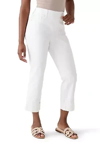 Petite Pull On Straight Leg Cuffed Pants