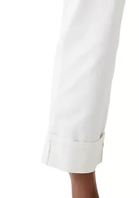 Petite Pull On Straight Leg Cuffed Pants
