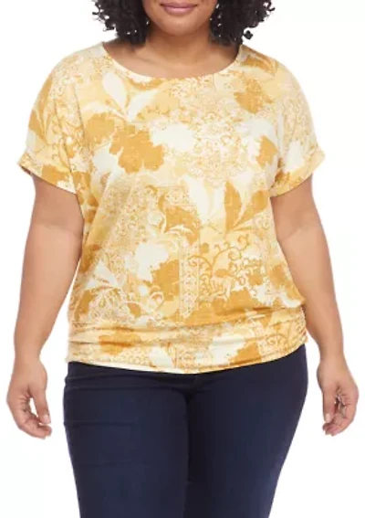 Plus Banded Bottom Short dolman Sleeve Crepe Top