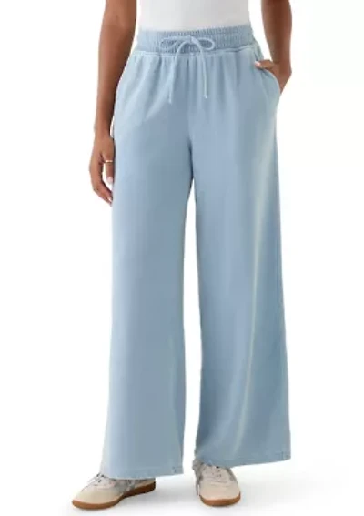 Women's Knit Terry Pull On Wide Leg Pants