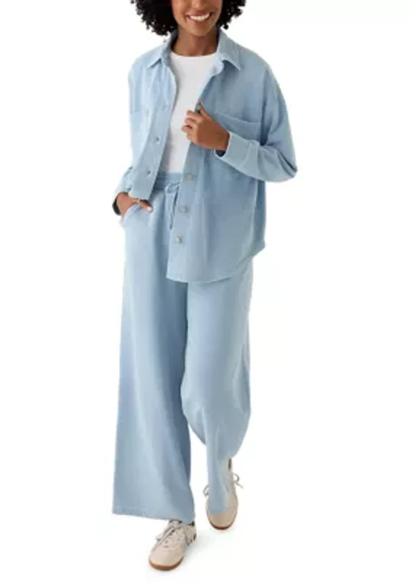 Women's Knit Terry Pull On Wide Leg Pants