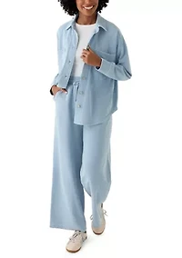 Women's Knit Terry Pull On Wide Leg Pants