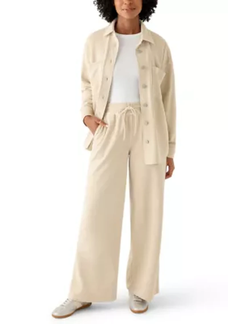 Women's Knit Terry Pull On Wide Leg Pants