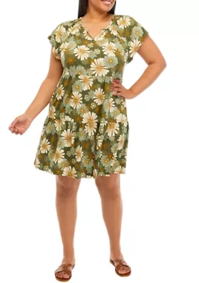 Plus Tiered Printed Dress