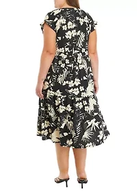 Plus Button Front Midi Dress