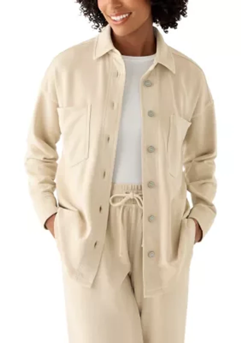 Women's Long Sleeve Knit Terry Shacket