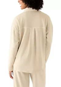 Women's Long Sleeve Knit Terry Shacket