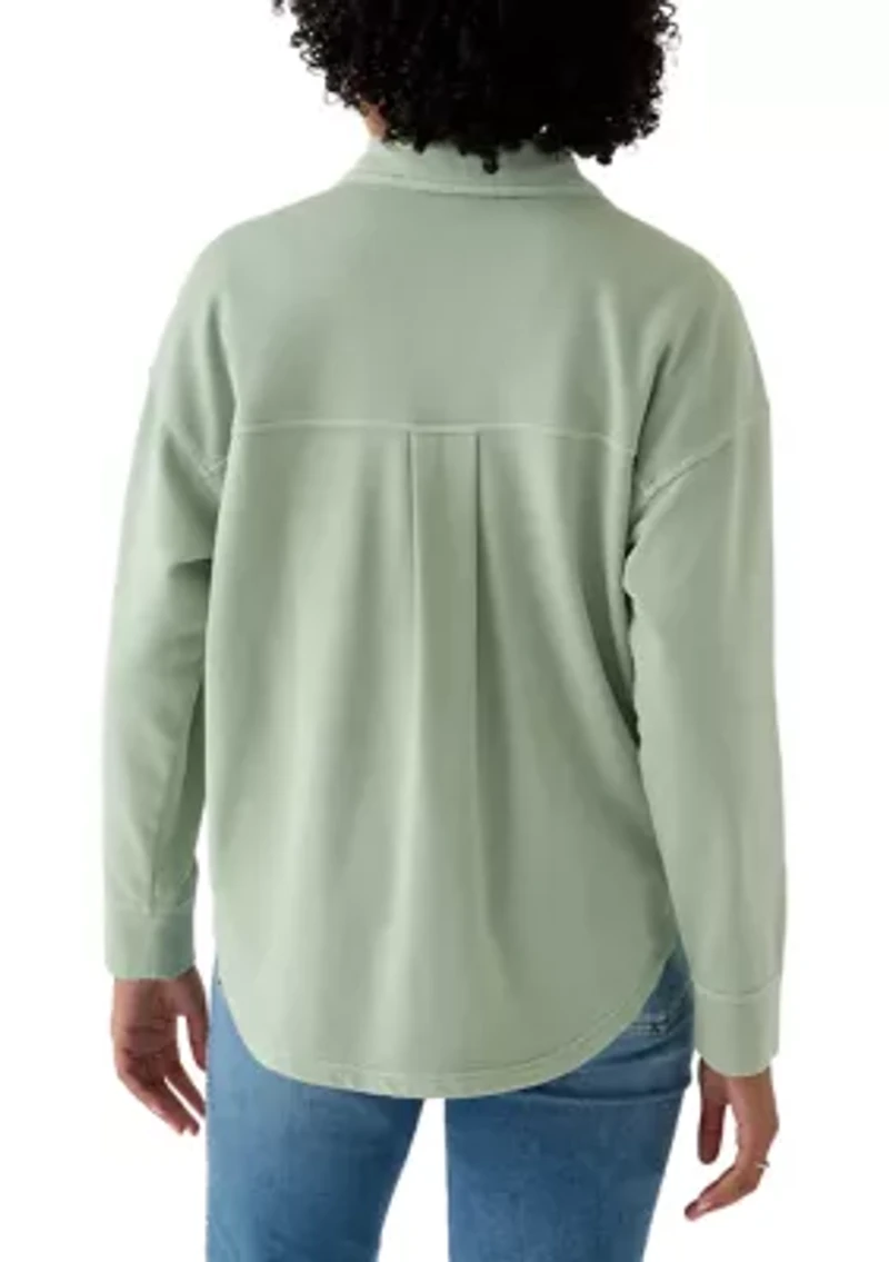 Women's Long Sleeve Knit Terry Shacket