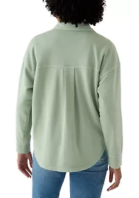 Women's Long Sleeve Knit Terry Shacket