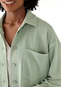 Women's Long Sleeve Knit Terry Shacket