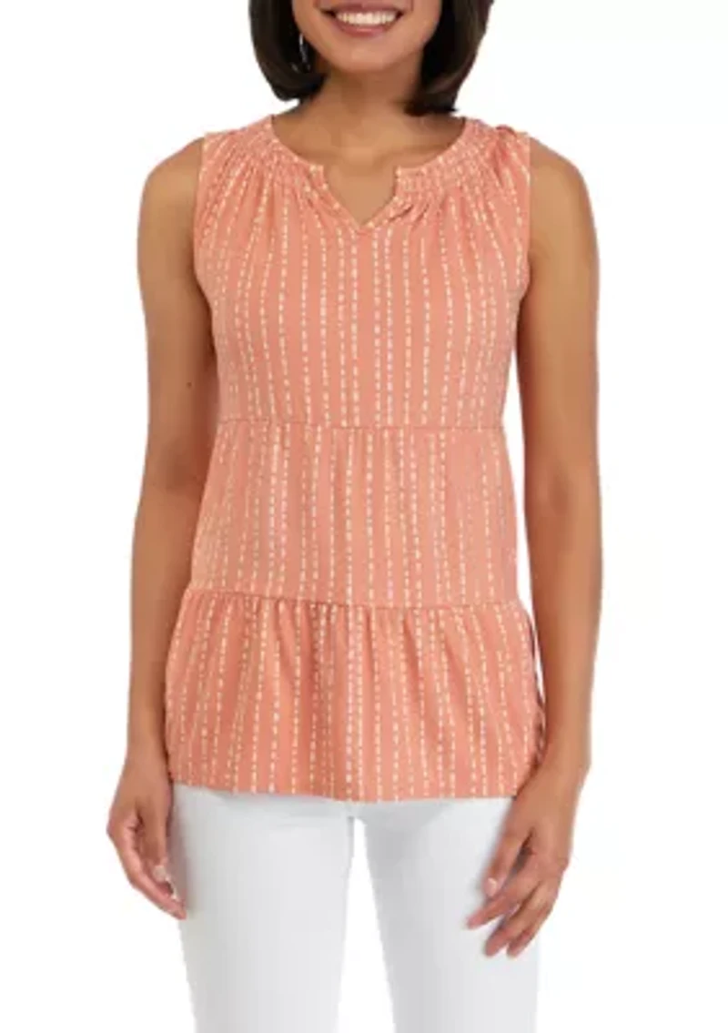Petite Split Neck Sleeveless Julianna Crepe Tunic Tank