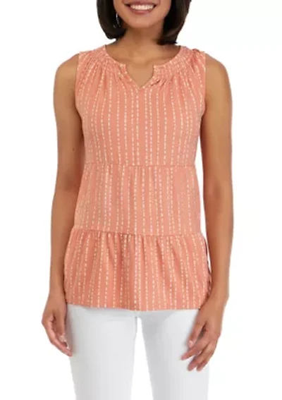 Petite Split Neck Sleeveless Julianna Crepe Tunic Tank