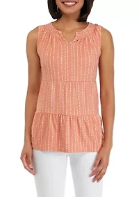 Petite Split Neck Sleeveless Julianna Crepe Tunic Tank