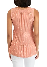 Petite Split Neck Sleeveless Julianna Crepe Tunic Tank