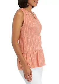 Petite Split Neck Sleeveless Julianna Crepe Tunic Tank