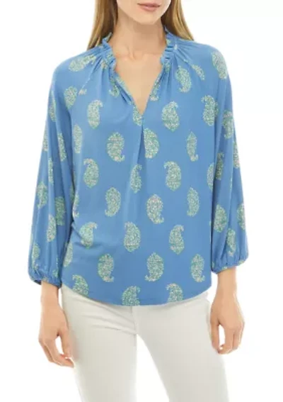 Women's Printed Peasant Top