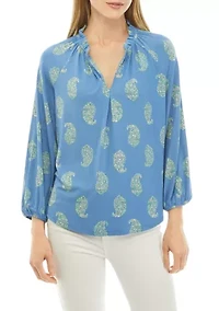 Women's Printed Peasant Top