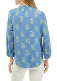 Women's Printed Peasant Top