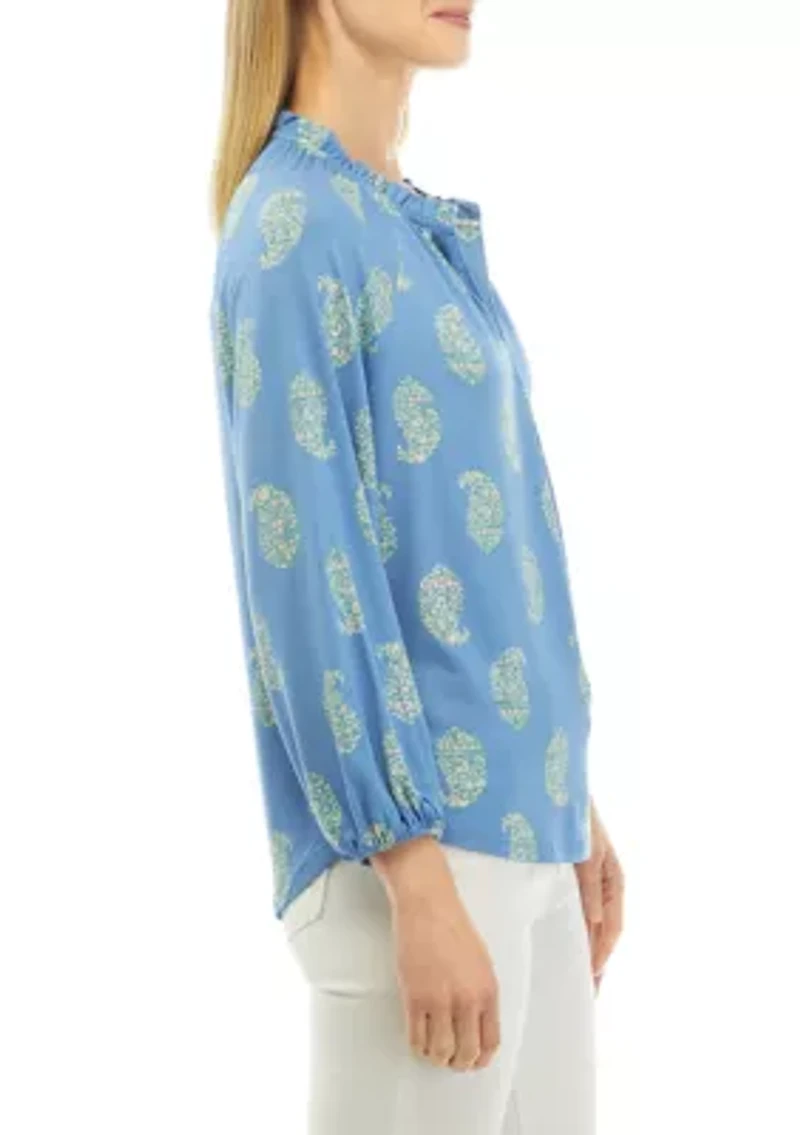 Women's Printed Peasant Top