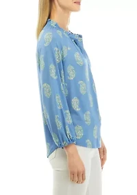 Women's Printed Peasant Top