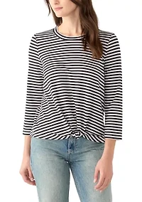 Petite 3/4 Sleeve Twist Front Top