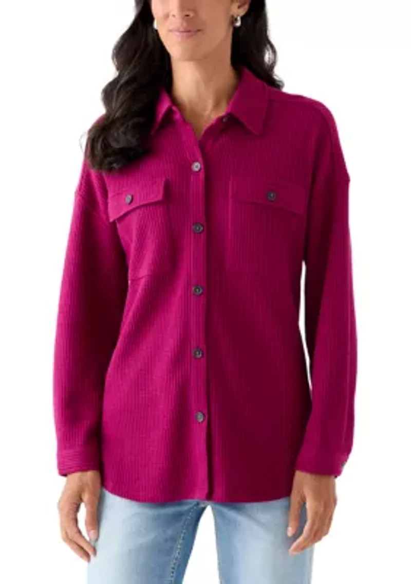 Women's Long Sleeve Waffle Knit T-Shirt