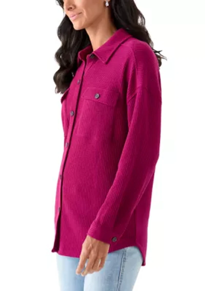 Women's Long Sleeve Waffle Knit T-Shirt