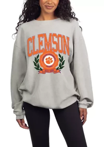 NCAA Clemson Tigers Drop Shoulder Graphic Crew Pullover
