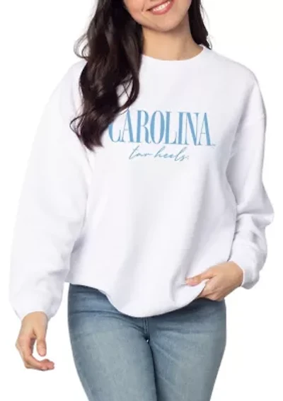 NCAA North Carolina Tar Heels White Corded Crew Sweatshirt