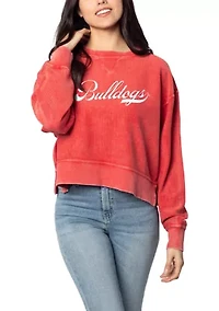 NCAA Georgia Bulldogs Drop Shoulder Graphic Crew Pullover