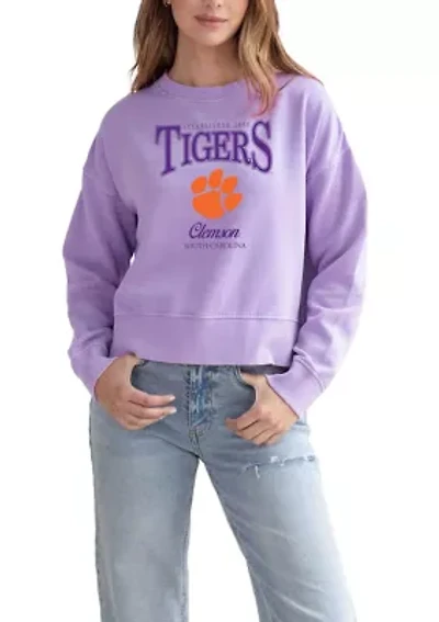 NCAA Clemson Tigers Drop Shoulder Graphic Crew Pullover