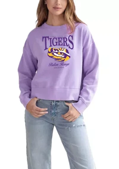 NCAA LSU Tigers Drop Shoulder Graphic Crew Pullover