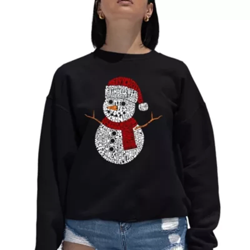 Christmas Snowman - Women's Word Art Crewneck Sweatshirt