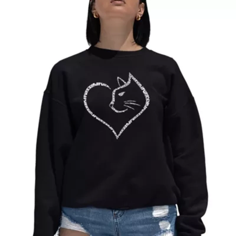 Cat Heart - Women's Word Art Crewneck Sweatshirt