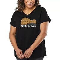 Nashville Guitar - Women's Plus Word Art V-Neck