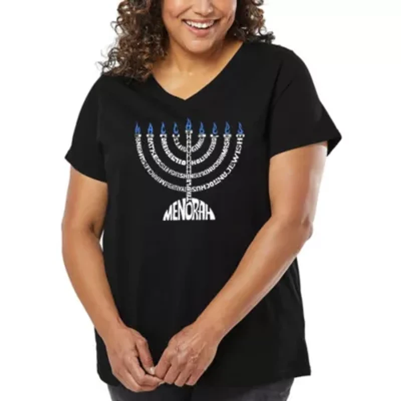 Menorah - Women's Plus Word Art V-Neck