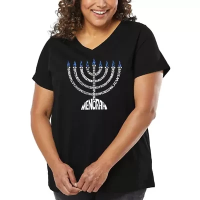 Menorah - Women's Plus Word Art V-Neck