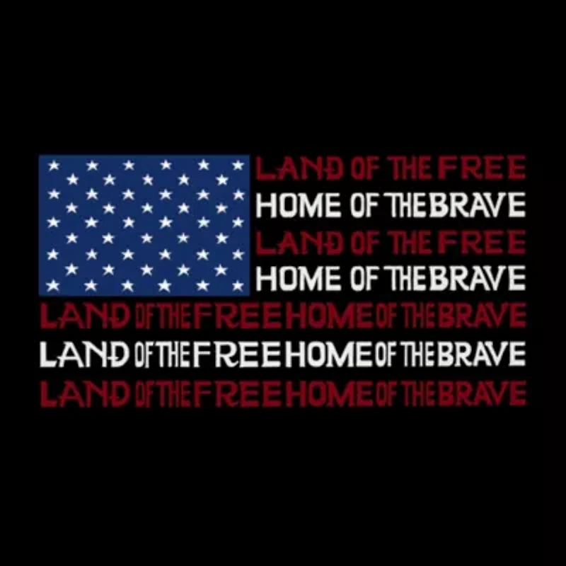 Women's Plus Word Art T-shirt - Land of the Free American Flag
